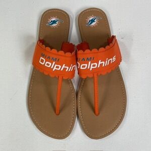 Miami Dolphins Sandals Women's‎ XL NFL Football Thong Flip Flops